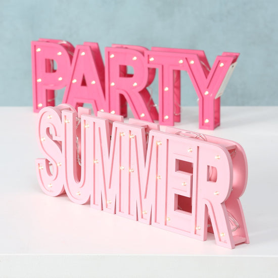1020669-2 Boltze LED Aufsteller Schriftzug Summer Party rosa pink, 1020669, 4020607725270