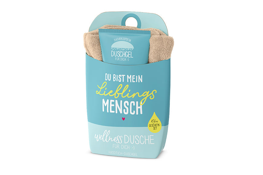 Wellnessdusche „Du bist mein Lieblingsmensch“ Petrol – Geschenk für Dich