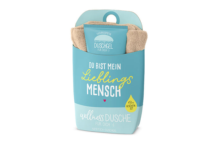Wellnessdusche „Du bist mein Lieblingsmensch“ Petrol – Geschenk für Dich
