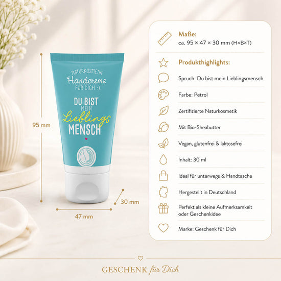 Naturkosmetik Handcreme Du bist mein Lieblingsmensch – Produktdetails & Maße