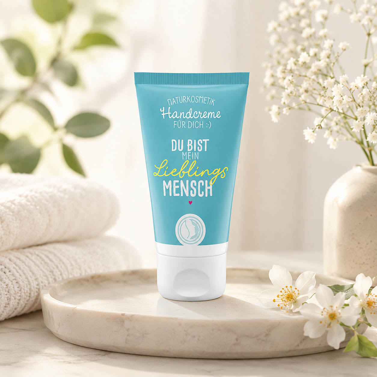 Naturkosmetik Handcreme Du bist mein Lieblingsmensch in Petrol – Lifestyle