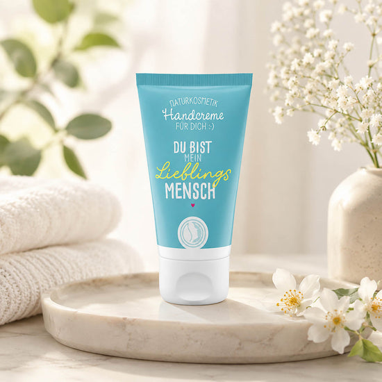 Naturkosmetik Handcreme Du bist mein Lieblingsmensch in Petrol – Lifestyle