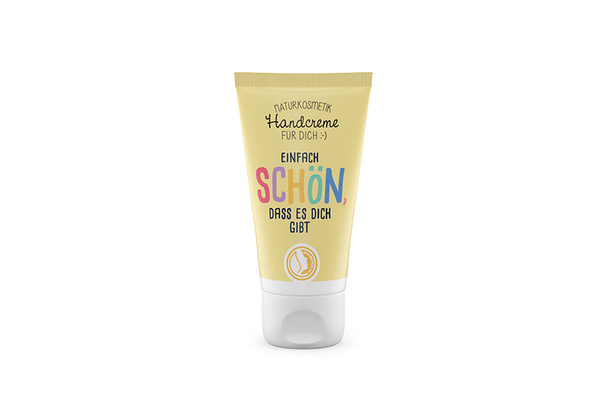 Naturkosmetik Handcreme Einfach schön dass es dich gibt in Gelb – Geschenk für Dich
