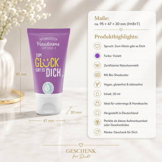 Naturkosmetik Handcreme Zum Glück gibt es Dich – Produktdetails & Maße
