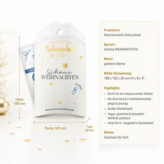 Schaumbad „Schöne Weihnachten“ – Highlights: 40 ml Vollbad, Aloe Vera, Lindenblüte, NATRUE, vegan