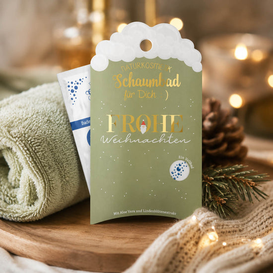 Schaumbad „Frohe Weihnachten“ – Stimmungsbild im weihnachtlichen Ambiente