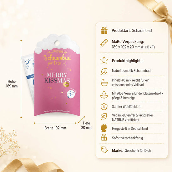 Schaumbad Merry Kissmas – Produkthighlights, 40 ml Vollbad, vegan, NATRUE