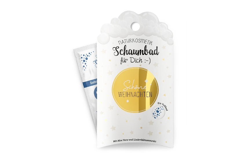 Geschenk für Dich Naturkosmetik Schaumbad mit Sterne-Motiv & Aufschrift „Schön, dass es Dich gibt“.