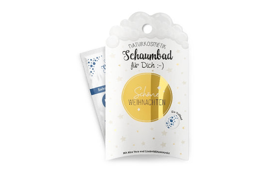 Geschenk für Dich Naturkosmetik Schaumbad mit Sterne-Motiv & Aufschrift „Schön, dass es Dich gibt“.