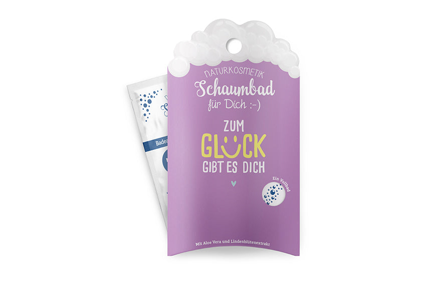 Naturkosmetik Schaumbad „Zum Glück gibt es Dich“ Violett – Geschenk für Dich