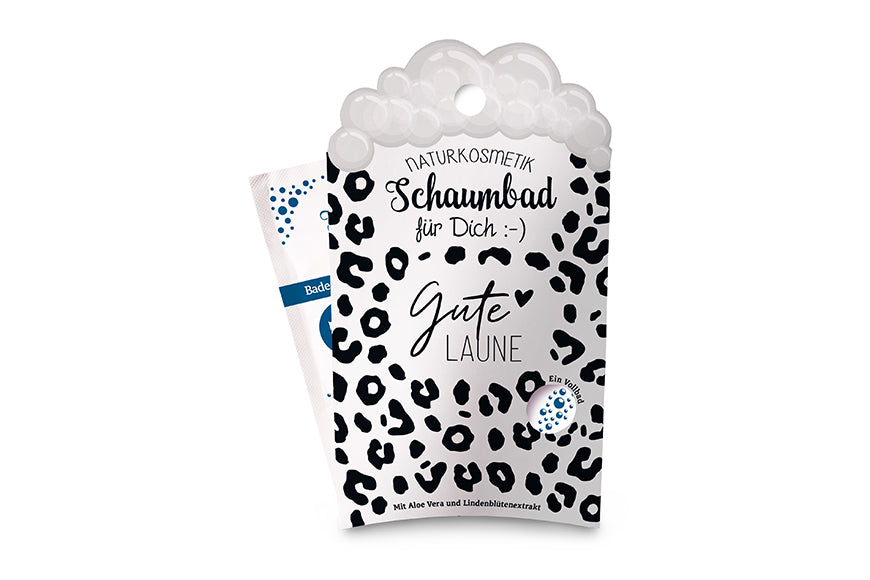 113573, Naturkosmetik Schaumbad Guten Laune von Geschenk für Dich, im schwwarz weißen Leo Look, 4027268319572