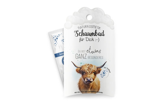  Naturkosmetik Schaumbad „Du bist etwas ganz Besonderes“ von Geschenk für Dich mit süßen Hochlandrind-Motiv 