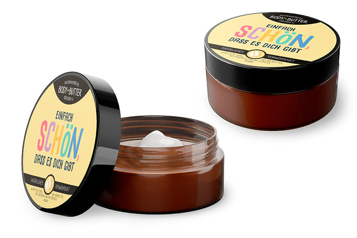 Naturkosmetik Bodybutter „Einfach schön, dass es dich gibt“ Gelb – Geschenk für Dich