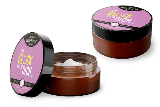 Naturkosmetik Bodybutter „Zum Glück gibt es Dich“ Violett – Geschenk für Dich