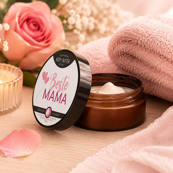 Bodybutter „Beste Mama" in Anwendung – Naturkosmetik von Geschenk für Dich