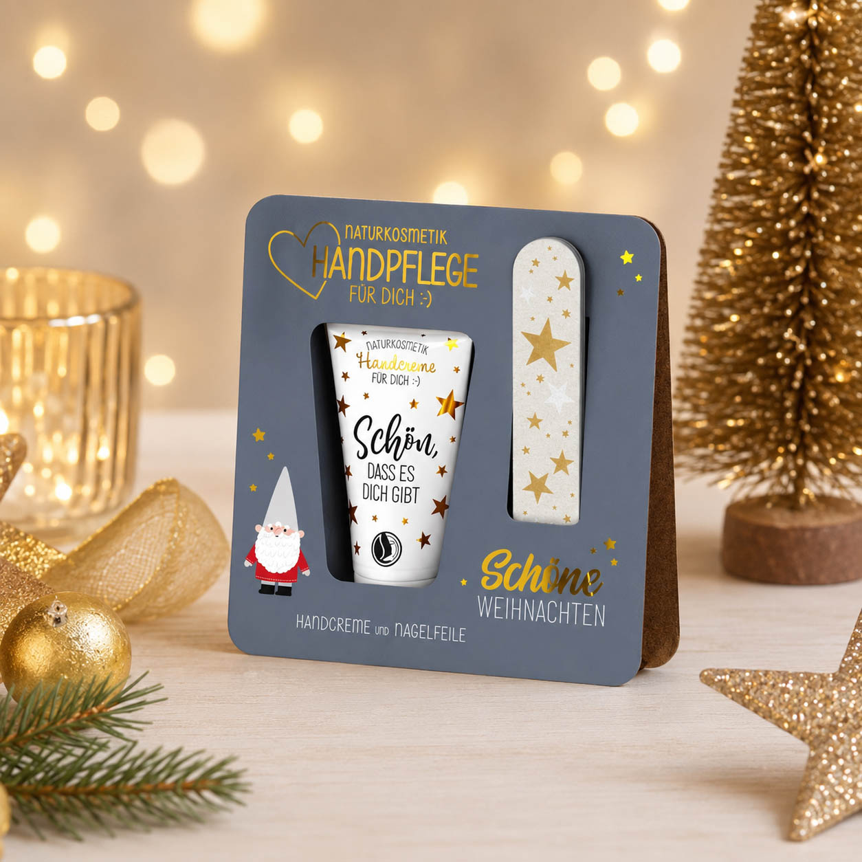 Handpflege-Set Schöne Weihnachten Wichtel stimmungsvoll mit Weihnachtsdeko – Geschenk für Dich