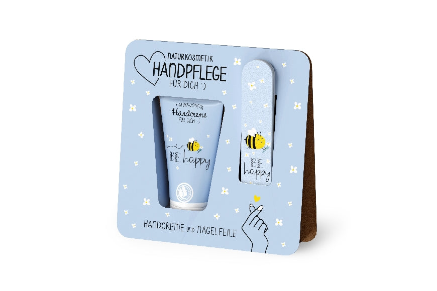 119589 Naturkosmetik Handpflegeset Handcreme mit Nagelfeile Be Happy Biene von Geschenk fr Dich