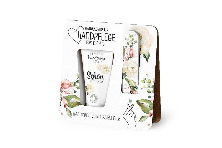 119661 Naturkosmetik Handpflegeset Handcreme mit Nagelfeile Schn, dass es Dich gibt Blumen Motiv von Geschenk fr Dich