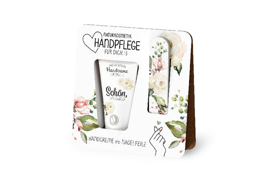 119661 Naturkosmetik Handpflegeset Handcreme mit Nagelfeile Schn, dass es Dich gibt Blumen Motiv von Geschenk fr Dich