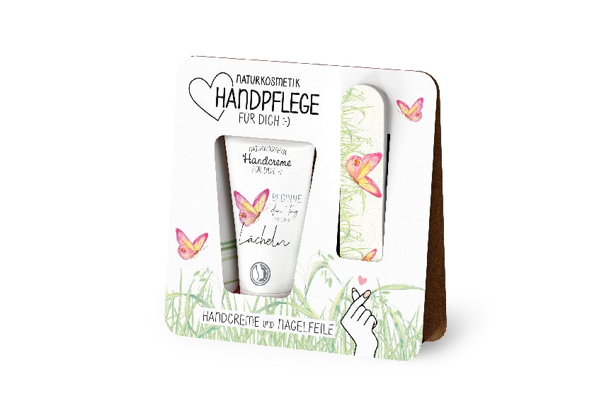 119664 Naturkosmetik Handpflegeset Handcreme mit Nagelfeile Beginne den Tag mit einem Lcheln von Geschenk fr Dich
