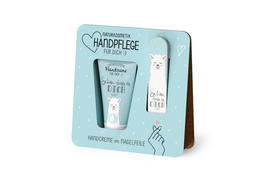 119673 Naturkosmetik Handpflegeset Handcreme mit Nagelfeile Schn, dass es Dich gibt - Lama Motiv von Geschenk fr Dich