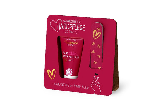 119713 Naturkosmetik Handpflegeset Handcreme mit Nagelfeile Wie schn, dass es Dich gibt von Geschenk fr Dich