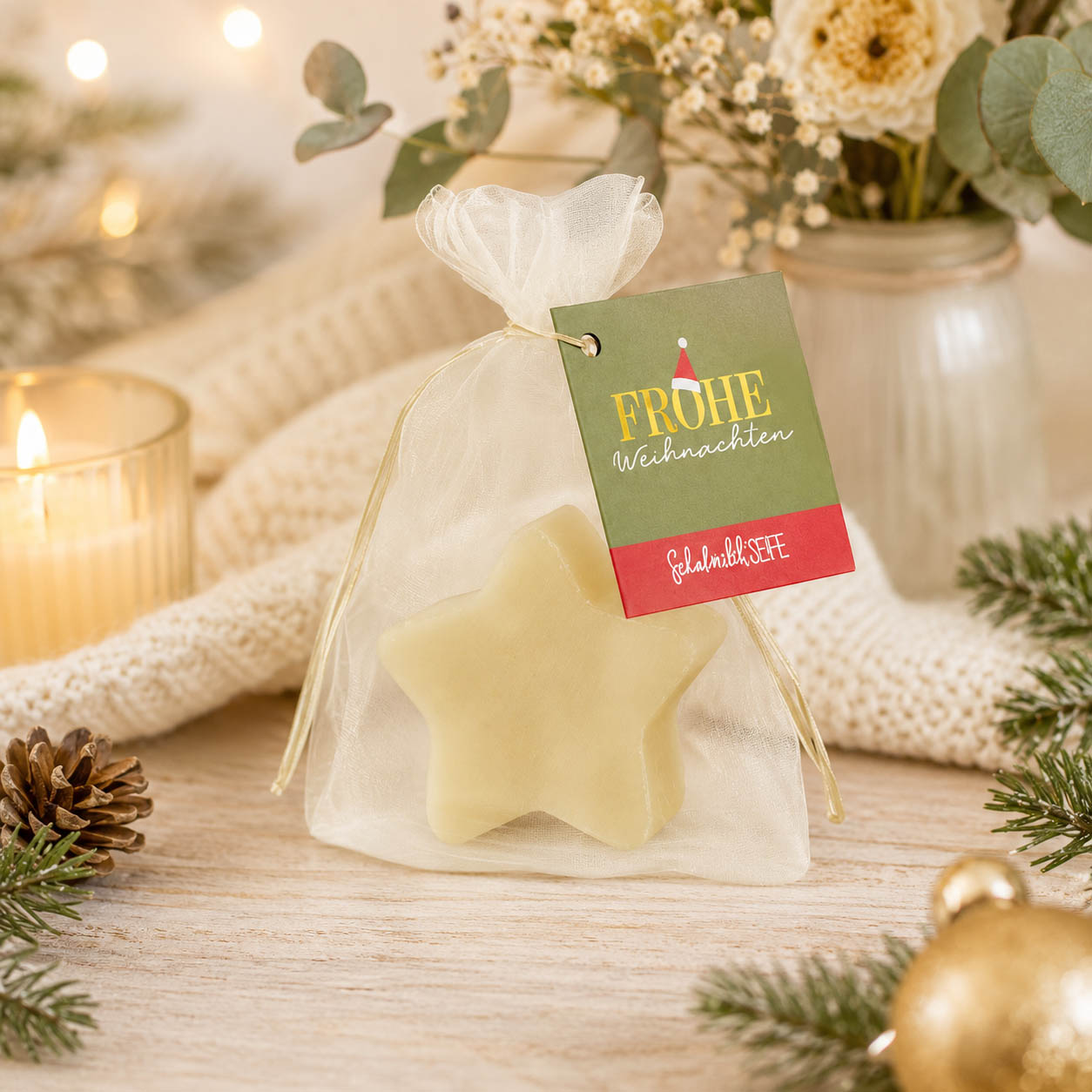 Schafmilchseife Stern »Frohe Weihnachten« – Stimmungsbild