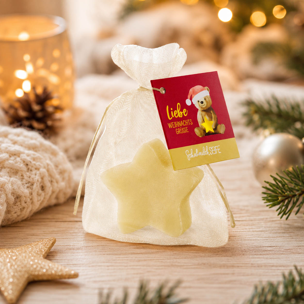 Schafmilchseife Stern »Liebe Weihnachtsgrüße« – Stimmungsbild
