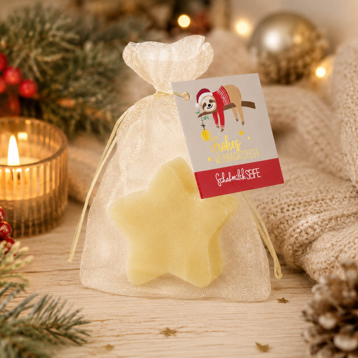 Schafmilchseife Stern »Chillige Weihnachten« – Stimmungsbild