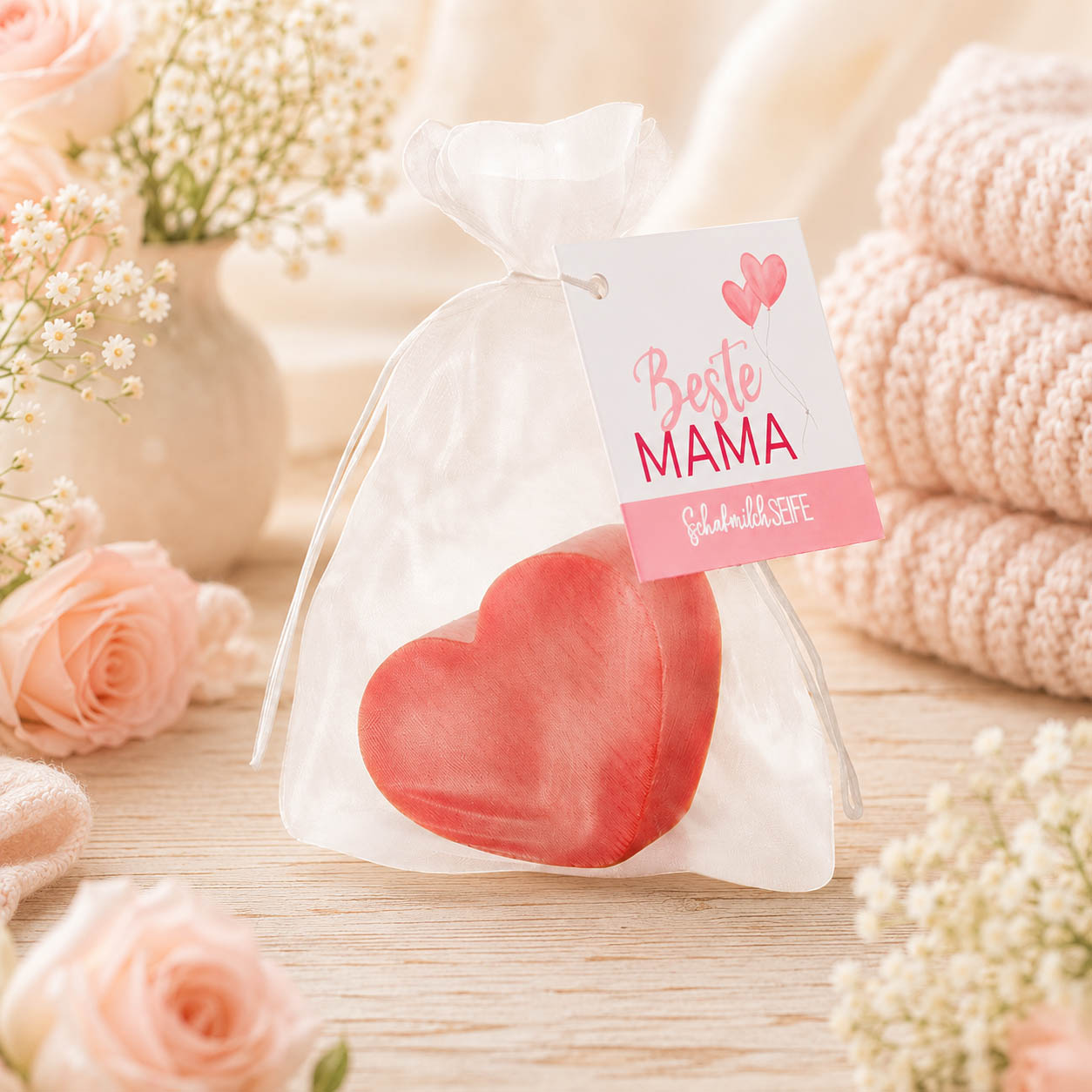 Schafmilchseife Herz »Beste Mama« – Stimmungsbild