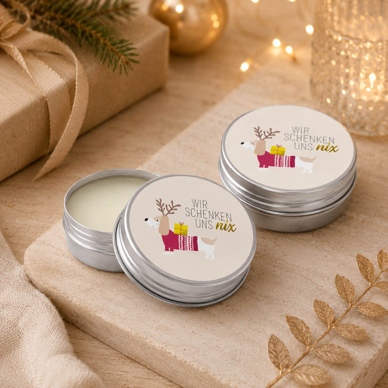 Lippenbalsam Wir schenken uns nix Dackel stimmungsvoll mit Weihnachtsdeko – Geschenk für Dich