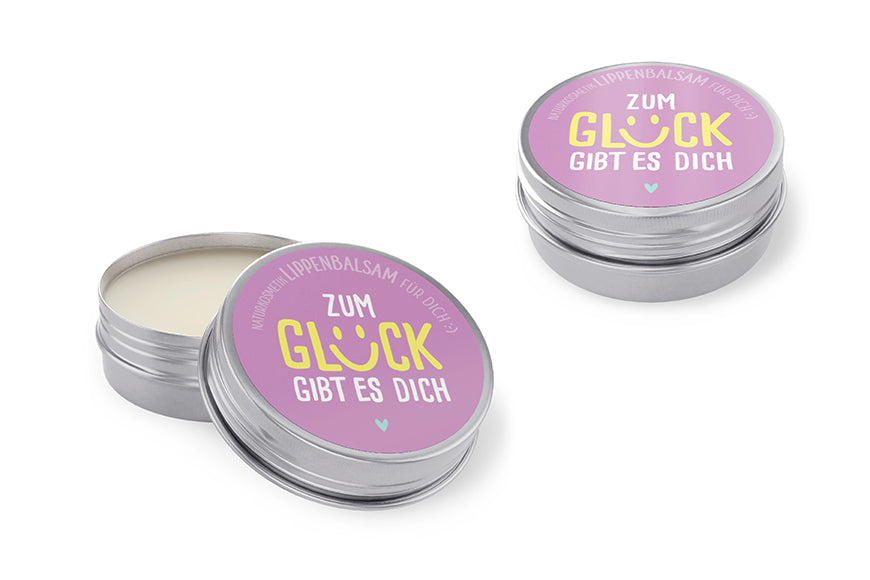 Naturkosmetik Lippenbalsam „Zum Glück gibt es Dich“ Violett – Geschenk für Dich
