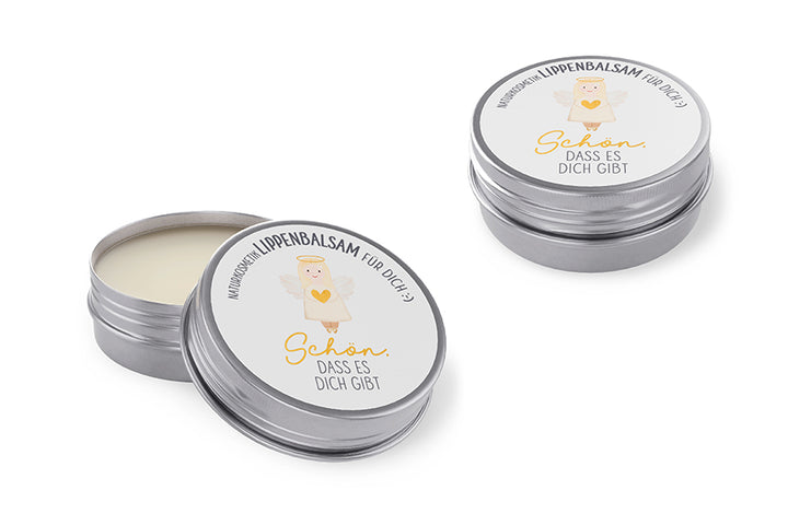 Naturkosmetik Lippenbalsam „Schön, dass es Dich gibt“ mit Engel Motiv von Geschenk für Dich