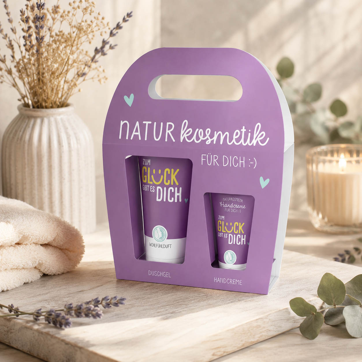 Naturkosmetik-Set Zum Glück gibt es Dich in Violett – Lifestyle