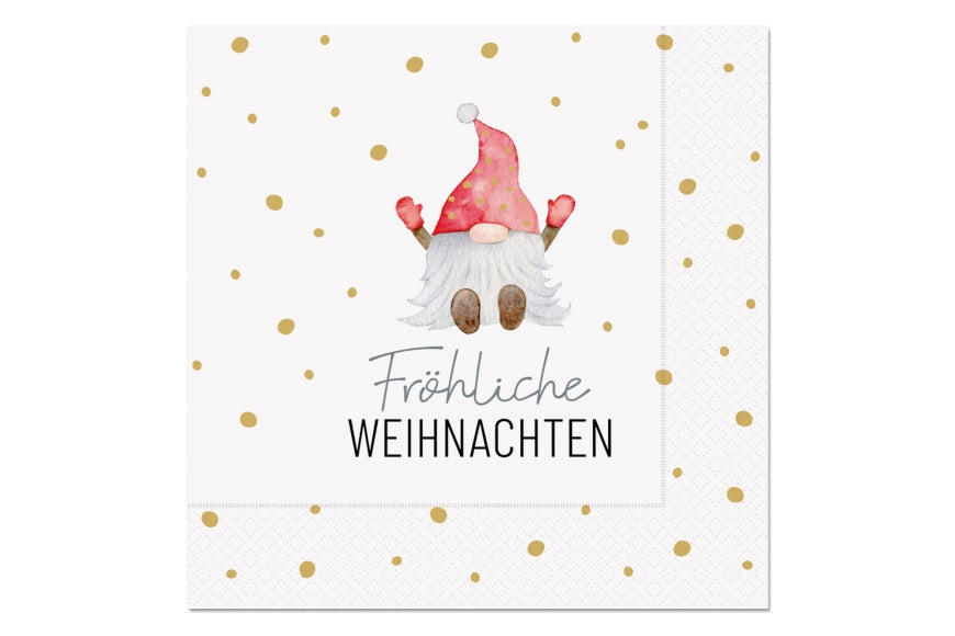 130173 Weihnachtliche Servietten mit Aufschrift Fröhliche Weihnachten und Weihnachtswichtel Motiv von Geschenk für Dich