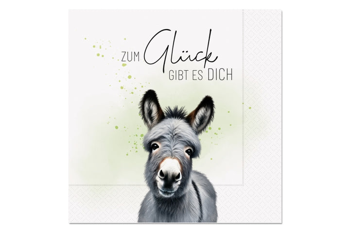 Servietten mit Hochlandrind-Motiv und liebevollem Spruch "Zum Glück gibt es Dich" von Geschenk für Dich