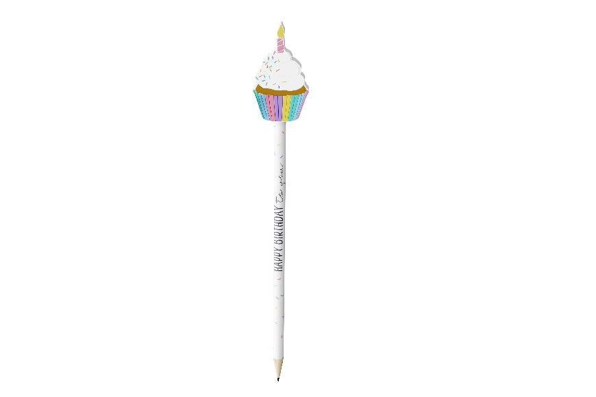 Bleistift „Happy Birthday to you“ – HB-Bleistift mit Törtchen-Topper.