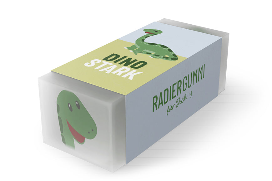 184381 Geschenk für Dich Radiergummi Dinosaurier mit Aufschrift Dino stark