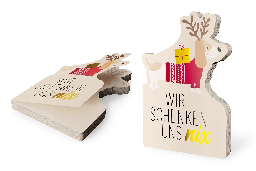 Geschenk für Dich Notizblock Wir schenken uns nix mit Weihnachts-Dackel Motiv