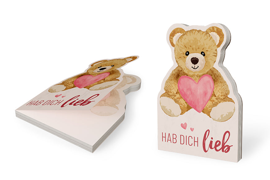 185389 Geschenk für Dich Notizblock Teddy mit Aufschrift Hab Dich lieb