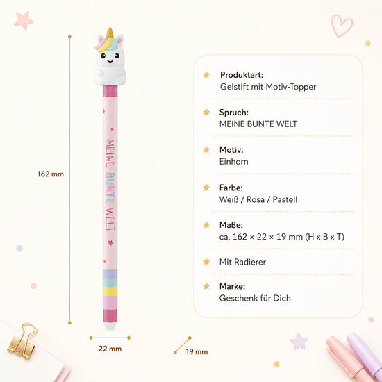 Gelstift Einhorn »Meine bunte Welt« – Produkt-Highlights, radierbar
