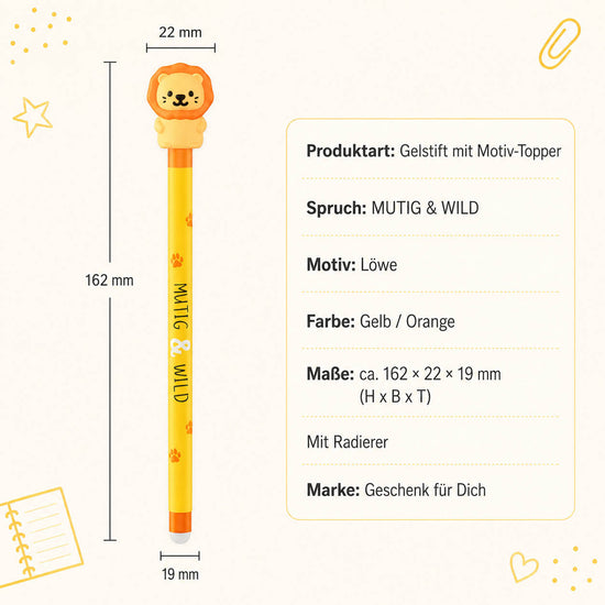 Gelstift Löwe »Mutig & wild« – Produkt-Highlights, radierbar