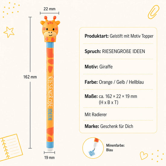 Gelstift Giraffe »Riesengroße Ideen« – Produkt-Highlights, radierbar