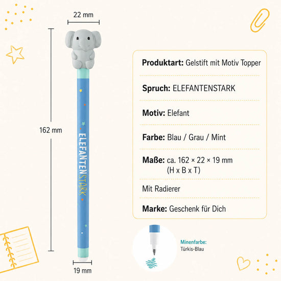 Gelstift Elefant »Elefantenstark« – Produkt-Highlights, radierbar