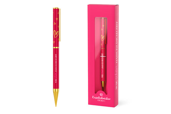 Kugelschreiber „Wie schön, dass es Dich gibt“ mit Edelstahlgehäuse von Geschenk für Dich