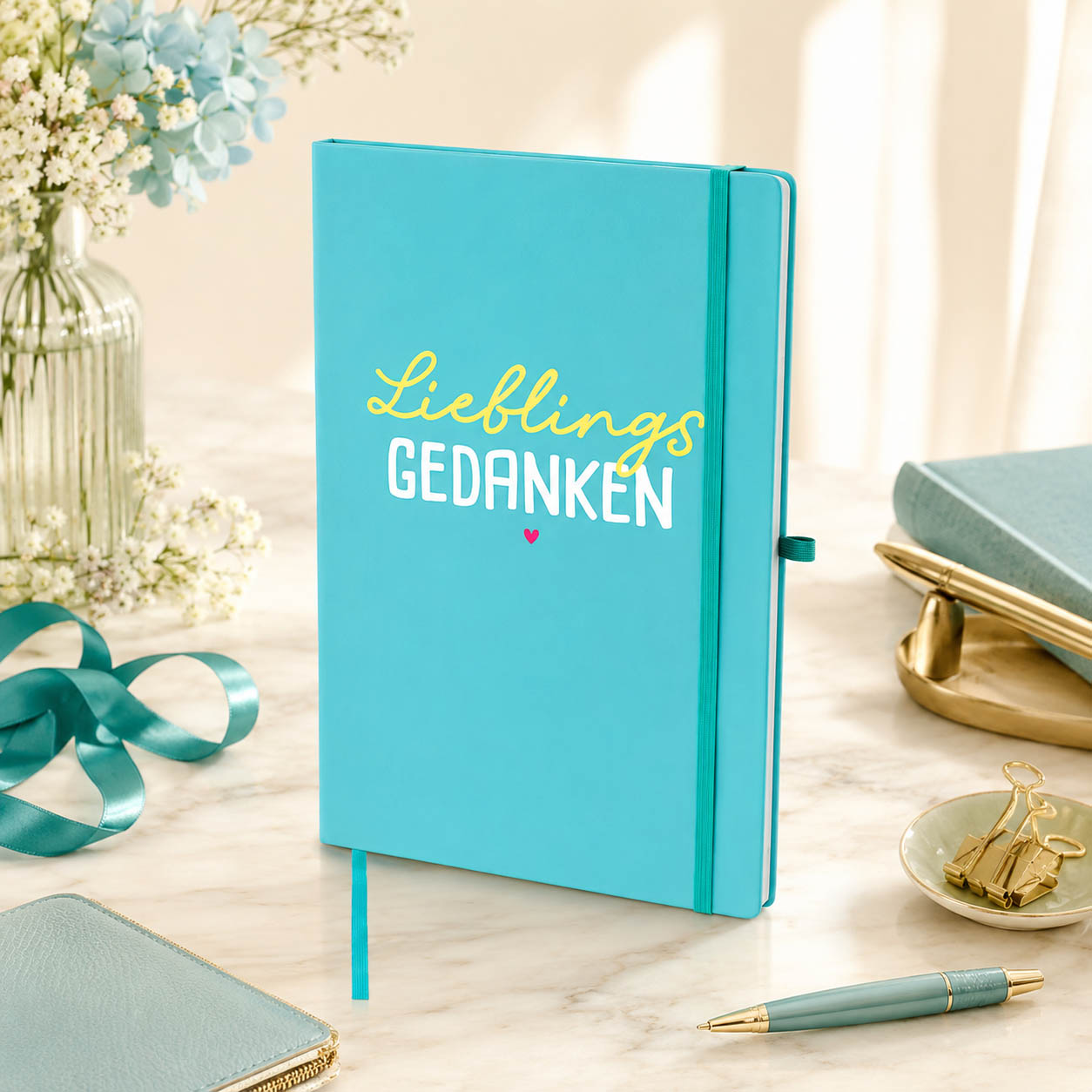 Notizbuch A5 „Lieblingsgedanken“ Petrol – Geschenk für Dich (Moodbild)