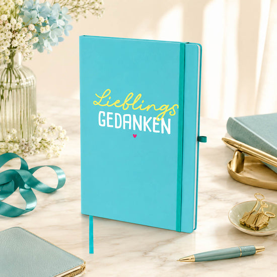 Notizbuch A5 „Lieblingsgedanken“ Petrol – Geschenk für Dich (Moodbild)