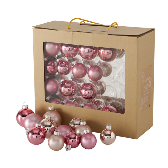 Weihnachtskugeln rosa 42-teilig Starter-Set Glas