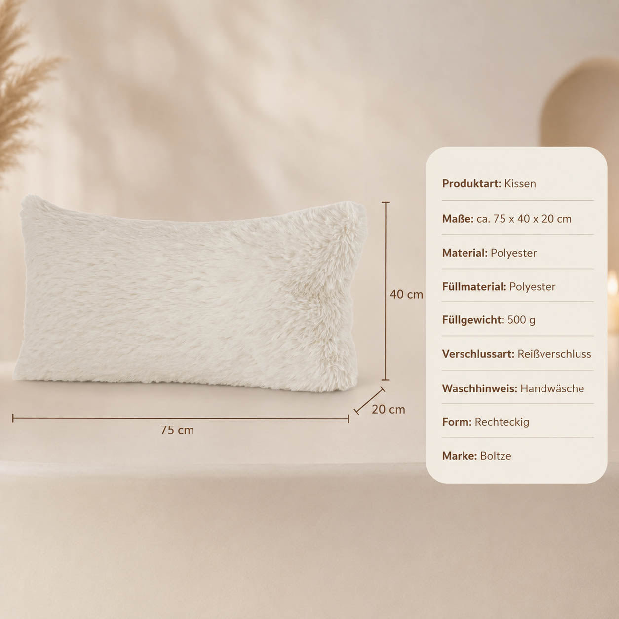 Großes Kissen „Toivo" – Maße und Materialangaben
