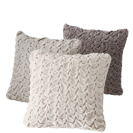 Kissen geflochten „Riversley" cremeweiß in Smok-Optik, 45×45 cm